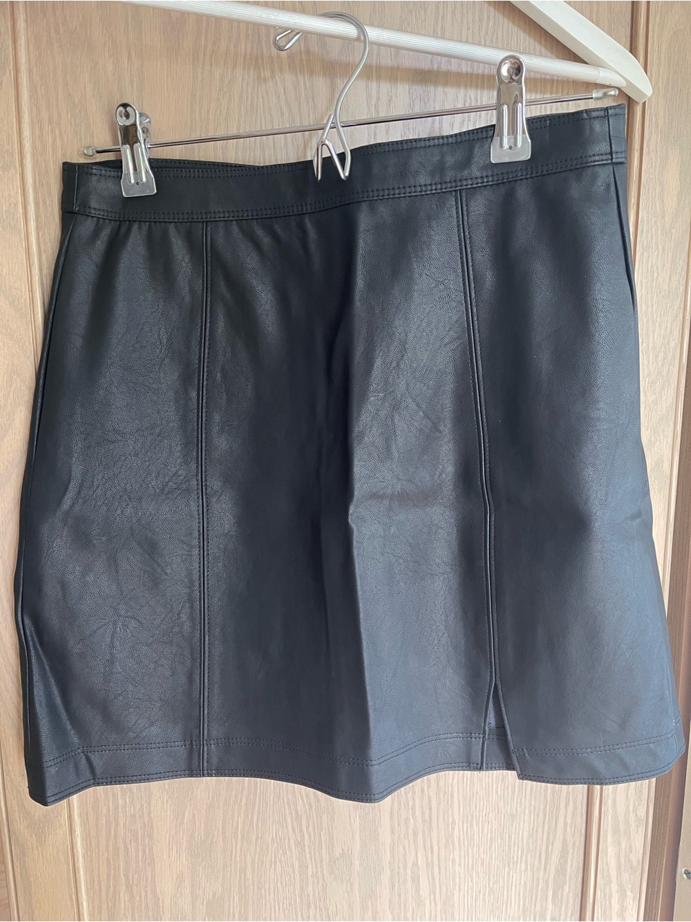 Black Faux Leather A-Line Mini Skirt